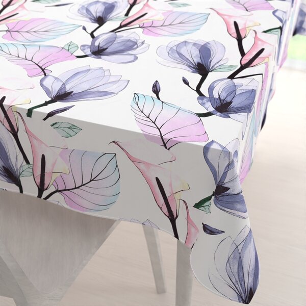 Biante Bavlněný obdélníkový ubrus Sandra SA-333 Velké květy magnolie a kaly 60x100 cm