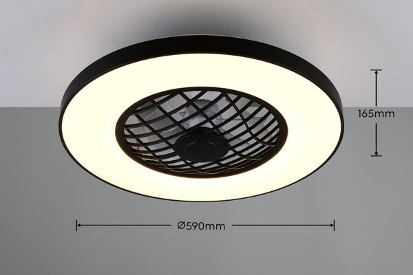 TRIO Reality R64462102 LINKÖPING stropní svítidlo s ventilátorem D590mm SMD LED 45W/5600lm 2700-6500K černá, dálkový ovladač