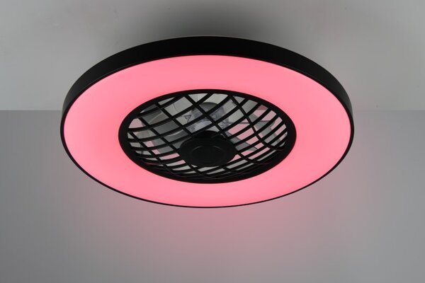 TRIO Reality R64462102 LINKÖPING stropní svítidlo s ventilátorem D590mm SMD LED 45W/5600lm 2700-6500K černá, dálkový ovladač