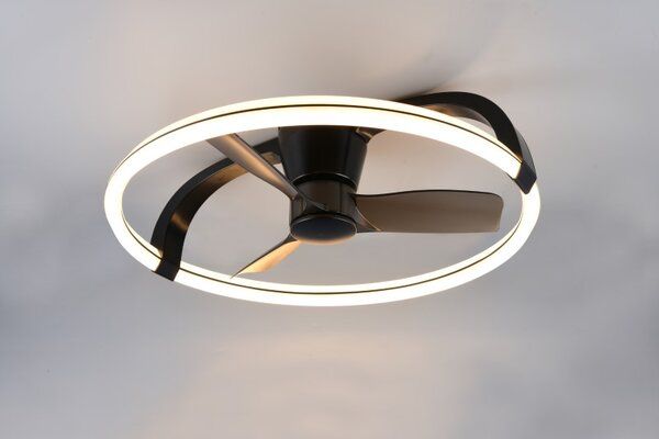 TRIO Reality R64262132 STOCKHOLM stropní svítidlo s ventilátorem D730mm SMD LED 37W/4300lm 2700-6500K černá, dálkový ovladač