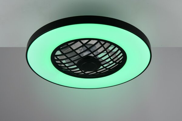 TRIO Reality R64462102 LINKÖPING stropní svítidlo s ventilátorem D590mm SMD LED 45W/5600lm 2700-6500K černá, dálkový ovladač