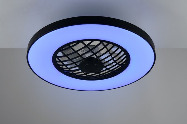 TRIO Reality R64462102 LINKÖPING stropní svítidlo s ventilátorem D590mm SMD LED 45W/5600lm 2700-6500K černá, dálkový ovladač