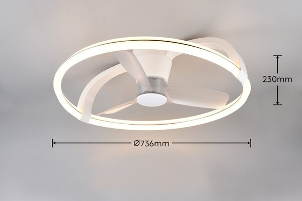 TRIO Reality R64262131 STOCKHOLM stropní svítidlo s ventilátorem D730mm SMD LED 37W/4300lm 2700-6500K bílá, dálkový ovladač