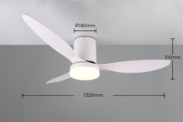 TRIO Reality R64202131 GÖTEBORG Stropní ventilátor s osvětlením D1320mm SMD LED 20W/2500lm 2700-6000K bílá, dálkový ovladač
