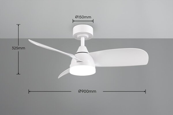 TRIO Reality R62732131 HELSINKI Stropní ventilátor s osvětlením D900mm SMD LED 20W/2500lm 2700-6000K bílá, dálkový ovladač