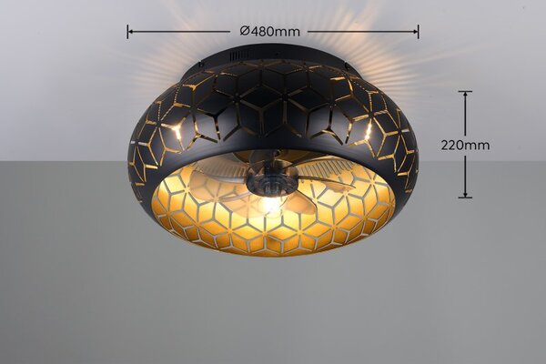 TRIO Reality R61574080 BIDAR stropní svítidlo s ventilátorem D500mm E27 černá