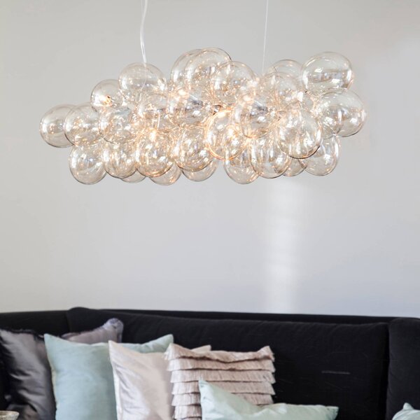 By Rydéns Gross Bar závěsné světlo, jantar, stmívatelný, Krémová / jantar, Obývací pokoj / jídelna, Sklo, Design