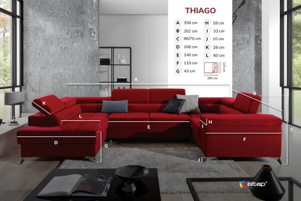 Eltap sedací souprava THIAGO, rozkládací potahový materiál: basic, roh: pravý