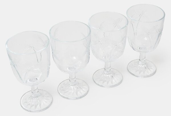 Sinsay - Sada sklenic na víno s reliéfním vzorem palem 4 pack - clear