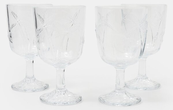 Sinsay - Sada sklenic na víno s reliéfním vzorem palem 4 pack - clear