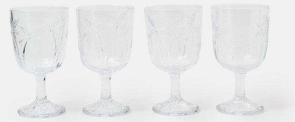 Sinsay - Sada sklenic na víno s reliéfním vzorem palem 4 pack - clear