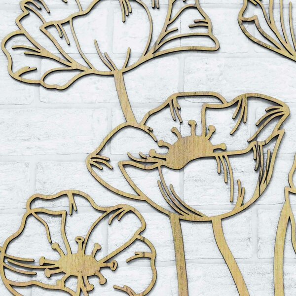 DUBLEZ | Dřevěný obraz na zeď - Vlčí máky | Obraz