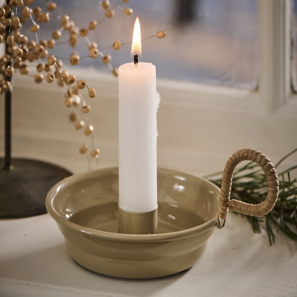 Kovový svícen s ouškem Bamboo braid 10,5 cm