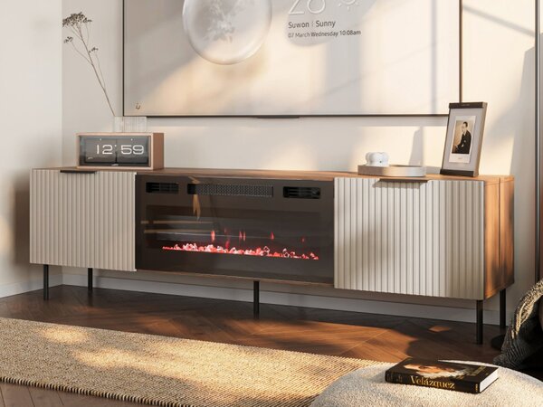 TV skřínka s krbem Seretio 180 SR06, Barva: ořech warmia / kašmír 5903211426155
