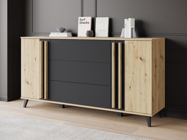 Komoda Kegalo 150, Barva: dub artisan / grafit černý + dub artisan 5903211434822