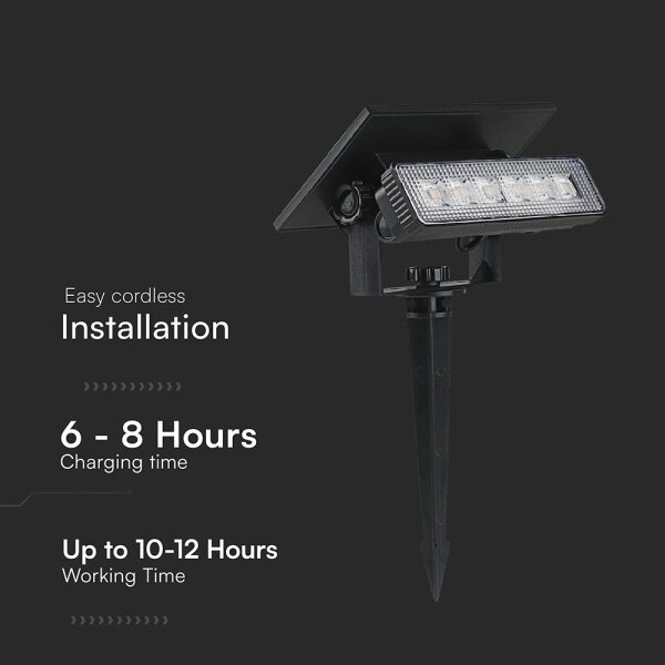 LED Solární svítidlo LED/0,9W/3,7V 3000K IP65 1200 mAh černá