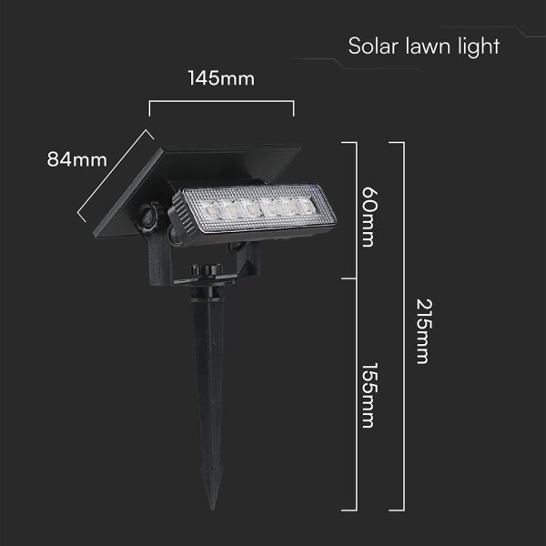 LED Solární svítidlo LED/0,9W/3,7V 3000K IP65 1200 mAh černá