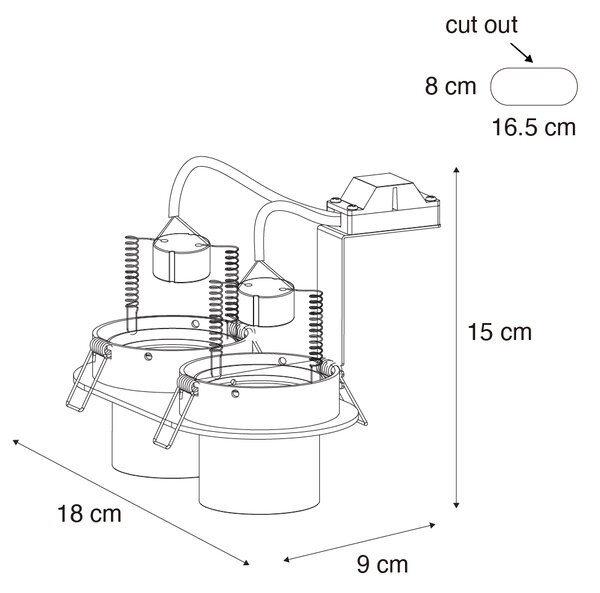 Sada 6 zapuštěných bodových světel černá GU10 50mm 2-světla - Installa