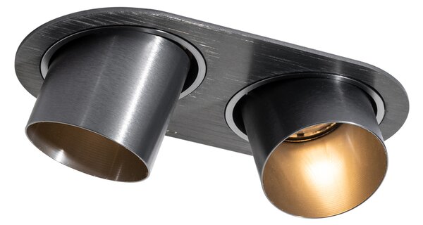 Zakulacené zapuštěné bodové svítidlo antracitově šedé GU10 50 mm 2-světlo - Installa
