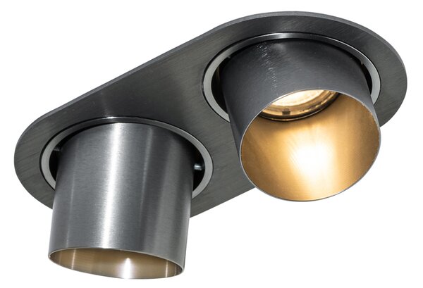 Zakulacené zapuštěné bodové svítidlo antracitově šedé GU10 50 mm 2-světlo - Installa
