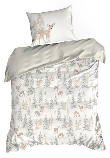 VÁNOČNÍ RENFORCE POVLEČENÍ FAWN 160X200 CM, 2 KS 70X80 CM VZOROVANÉ