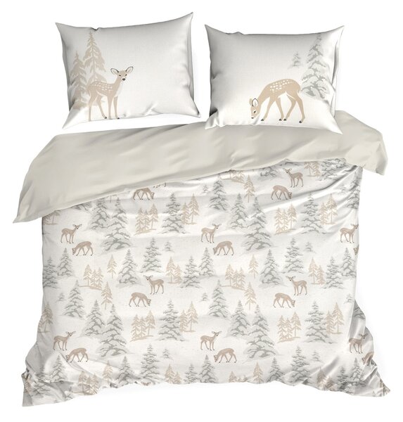 VÁNOČNÍ RENFORCE POVLEČENÍ FAWN 160X200 CM, 2 KS 70X80 CM VZOROVANÉ