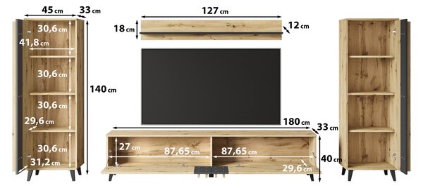 OBÝVACÍ STĚNA dub artisan - Online Only obývací stěny, Online Only