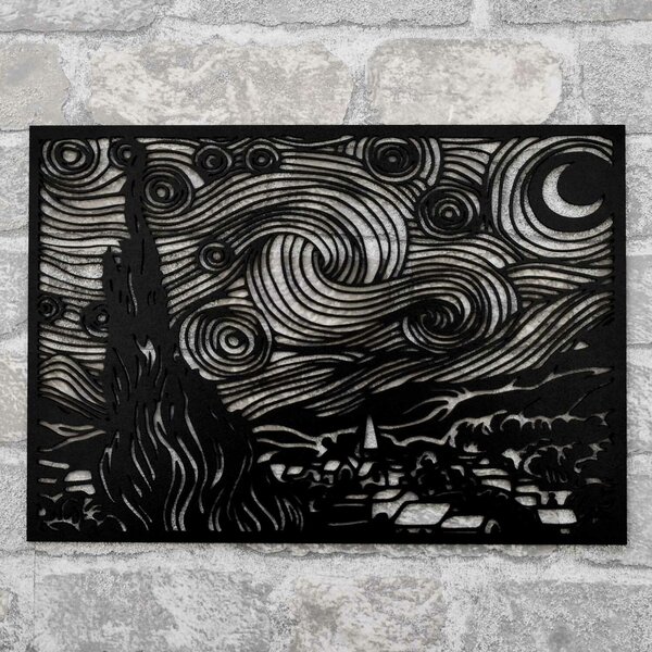 DUBLEZ | Dřevěný obraz Vincent van Gogh - Hvězdná noc | Obraz