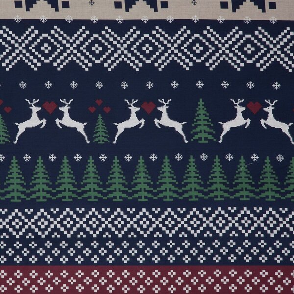 VÁNOČNÍ RENFORCÉ POVLEČENÍ SKANDY 200X220 CM, 2 KS 70X80 CM VZOROVANÉ