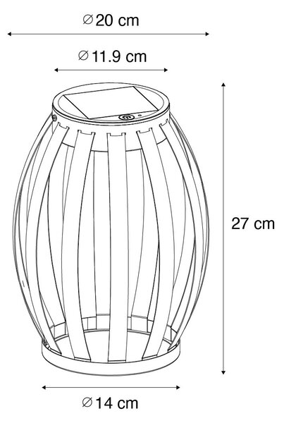 Venkovní stolní lampa černá s 3stupňovým stmívačem, solární a dobíjecí - Sheldon