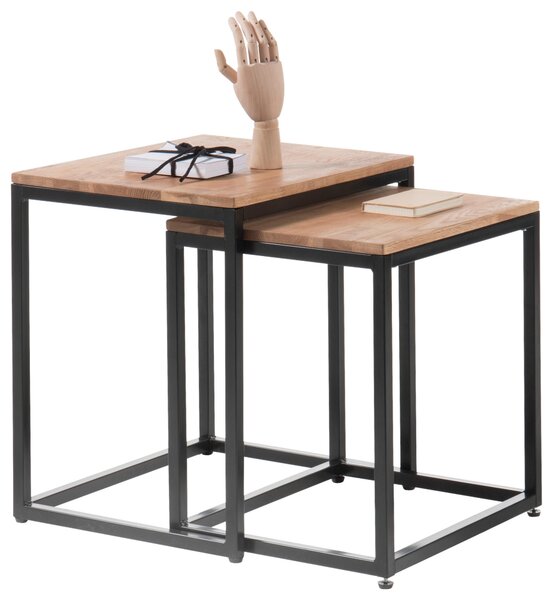 SADA KONFERENČNÍCH STOLKŮ, černá, barvy dubu, dřevo, kov, 50/50/40 cm MID.YOU - Konferenční stolky, Online Only