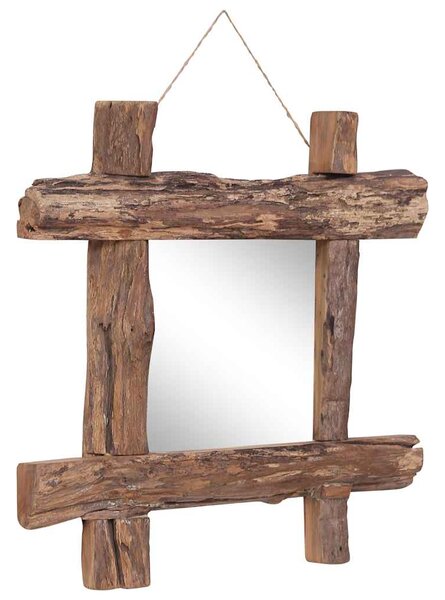 Zrcadlo z polínek přírodní 50 x 50 cm recyklované teakové dřevo 283933