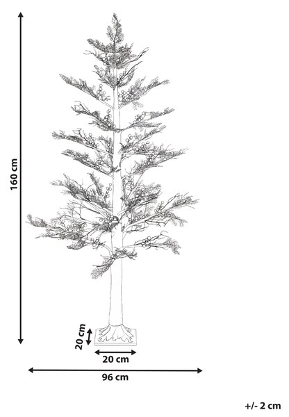 Venkovní dekorace LED VASSLEN 160 cm Vánoční stromek Bílá