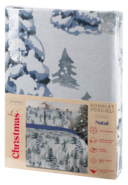 VÁNOČNÍ RENFORCÉ POVLEČENÍ NATAL 200X220 CM, 2 KS 70X80 CM VZOROVANÉ