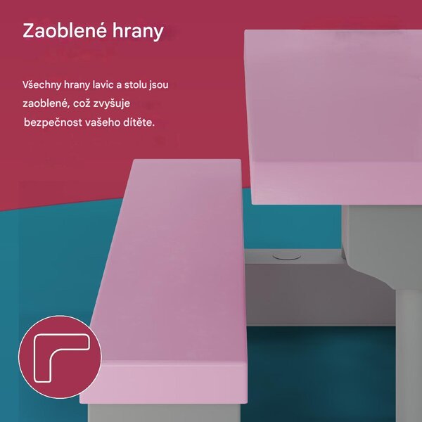 Deuba Dětský zahradní set se slunečníkem - růžový