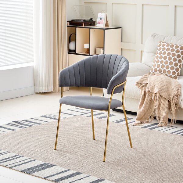 Designové jídelní křeslo DECO - Velvet látka, šedohnědá / zlatá
