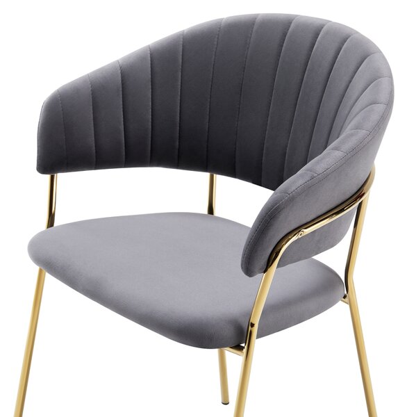 Designové jídelní křeslo DECO - Velvet látka, šedohnědá / zlatá