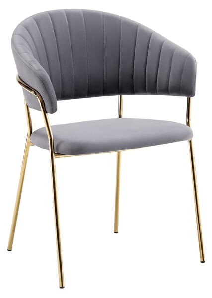 Designové jídelní křeslo DECO - Velvet látka, šedohnědá / zlatá