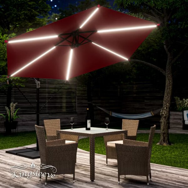 Deuba LED slunečník Mali Ø330 cm - červený