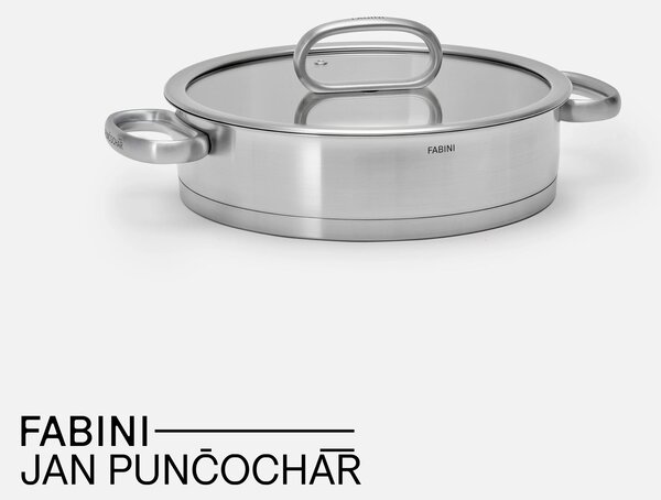 Fabini Servírovací tegame pánev FABINI & Punčochář, ø 24 cm (2 l) - Nerezová beznýtová pánev z jednovrstvé nerezové oceli se skleněnou poklicí