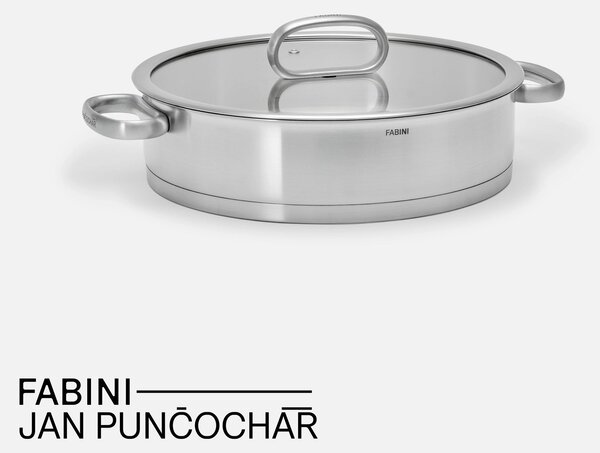 Fabini Servírovací tegame pánev FABINI & Punčochář, ø 28 cm (3,5 l) - Nerezová beznýtová pánev z jednovrstvé nerezové oceli se skleněnou poklicí