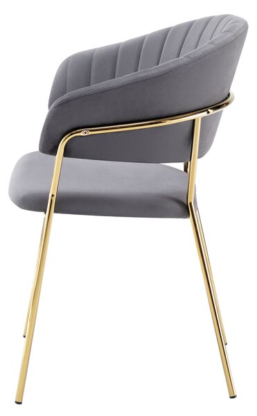 Designové jídelní křeslo DECO - Velvet látka, šedohnědá / zlatá