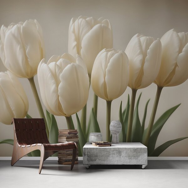 Fototapeta Skupina bílých tulipánů, Květinové fototapety, Populární fototapety, w02616 - Tapeko.co.cz