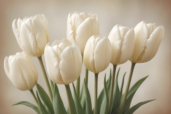 Fototapeta Skupina bílých tulipánů, Květinové fototapety, Populární fototapety, w02616 - Tapeko.co.cz