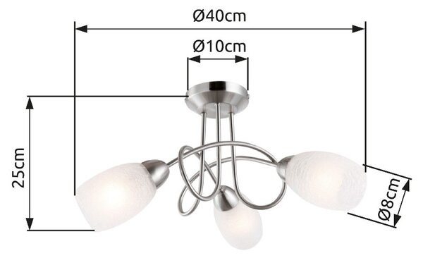 Globo 63170-3 přisazené stropní svítidlo Mitis 3x40W | E14 - matný nikl, imitace popraskaného skla