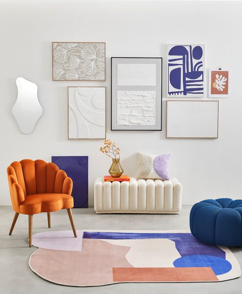 KŘESLO, dřevo, textil, oranžová, ecru MID.YOU - Křesla klasická, Online Only