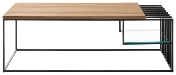 KONFERENČNÍ STOLEK, černá, barvy dubu, dřevo, kov, sklo, 120/40/60 cm MID.YOU - Konferenční stolky, Online Only