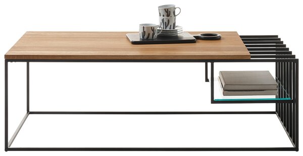KONFERENČNÍ STOLEK, černá, barvy dubu, dřevo, kov, sklo, 120/40/60 cm MID.YOU - Konferenční stolky, Online Only