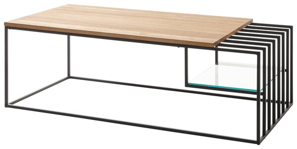 KONFERENČNÍ STOLEK, černá, barvy dubu, dřevo, kov, sklo, 120/40/60 cm MID.YOU - Konferenční stolky, Online Only