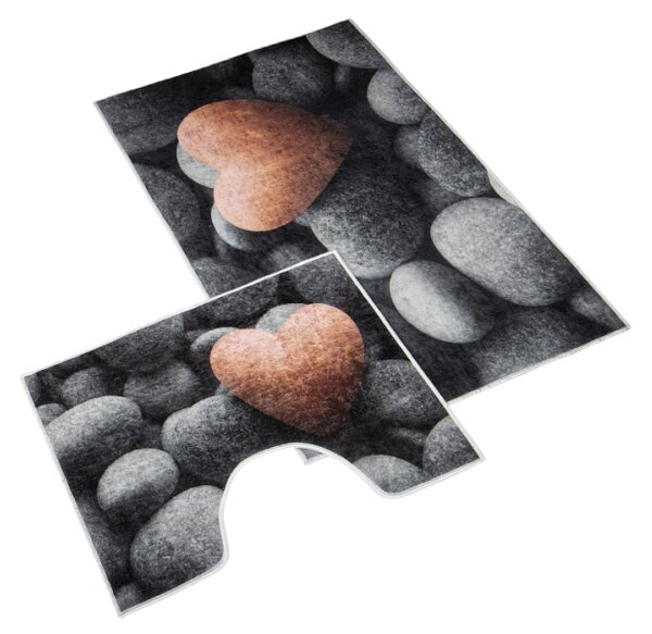 Bellatex koupelnové předložky 3D tisk sada sada 60x100, 60x50 cm Kamen tmavá šedá